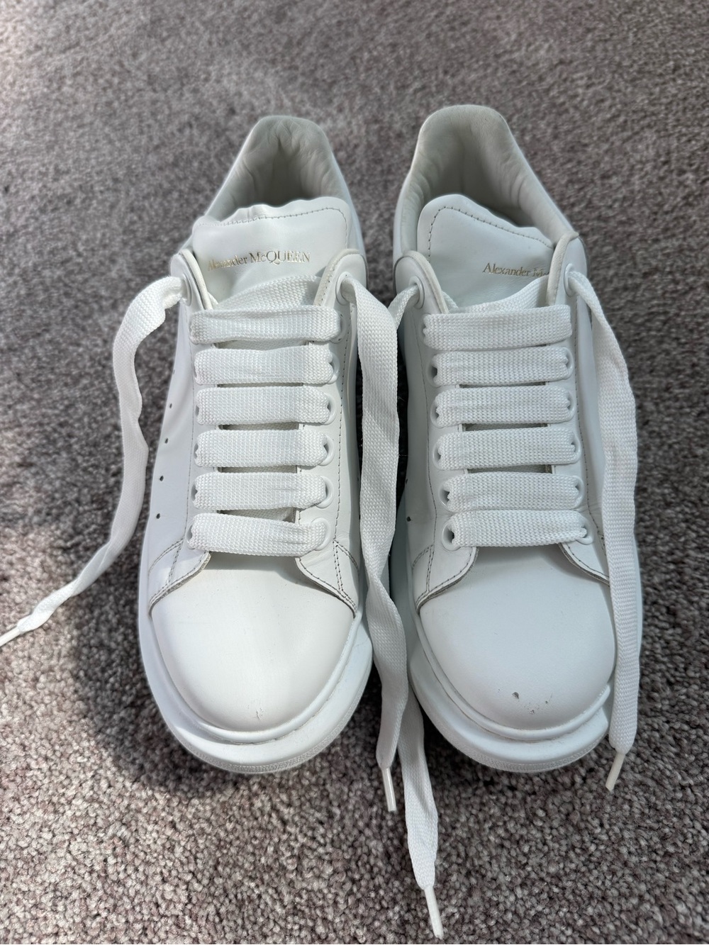 Alexander McQueen White Leather Platform Sneakers